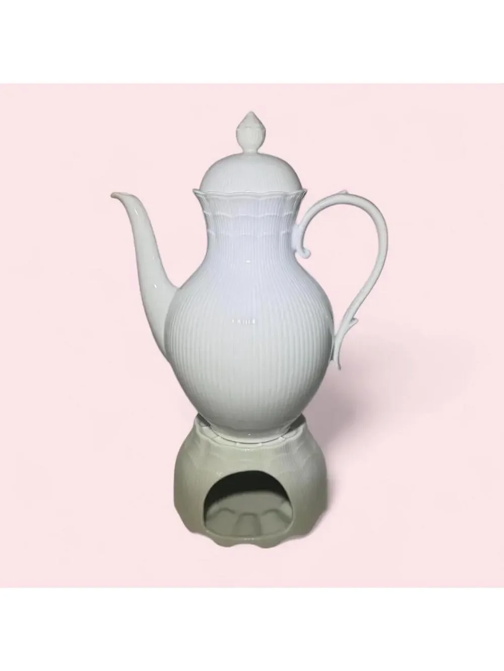 Vintage AK Kaiser Romantica White Porcelain Tea Coffee Pot Matching Base